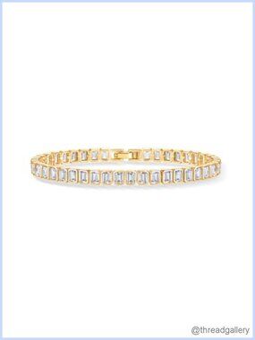 14K Gold Plated Tennis Bracelet for Women, Bezel Set CZ Bracelet 6.5"
